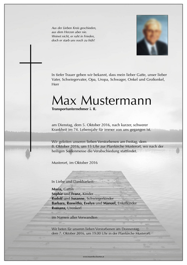 Trauerbrief "Steg 1 schwarzweiß"