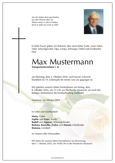 Trauerbrief "Rose 1"